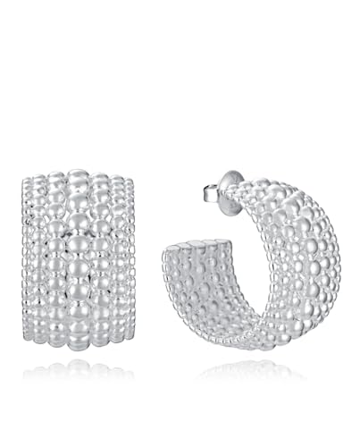 Viceroy Damen-Ohrringe 14317E01000 – offene Creolen aus 999er versilbertem Stahl mit Kugel-Design, 2 cm, Kollektion Laura Escanes von Viceroy
