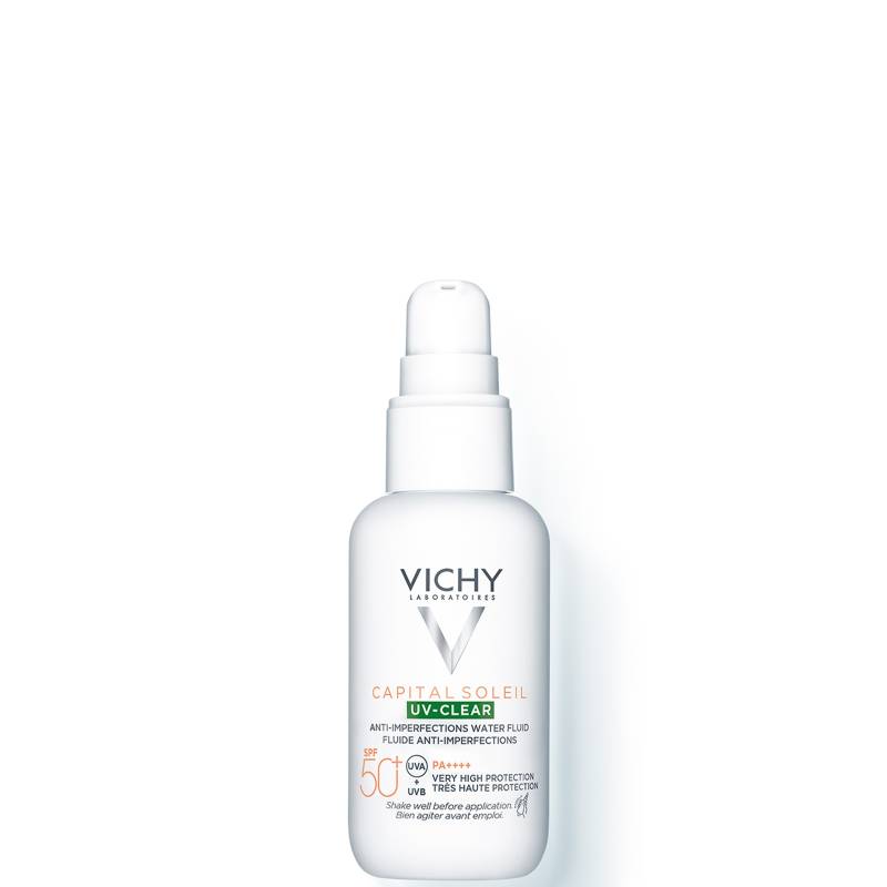 Vichy Capital Soleil UV-Clear Täglicher Sonnenschutz LSF 50+ mit Salizylsäure für zu Rötungen neigender Haut 40 ml von Vichy
