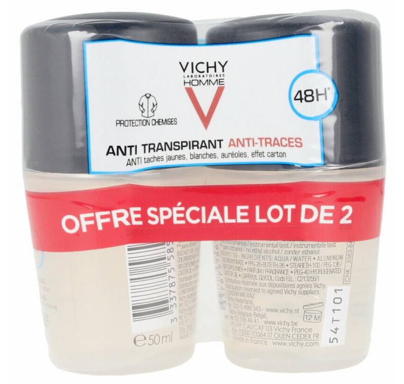 Vichy Deo-Roller Homme Deodorant 48h Anti - Transpirant Roll - On 2 x 50ml von Vichy