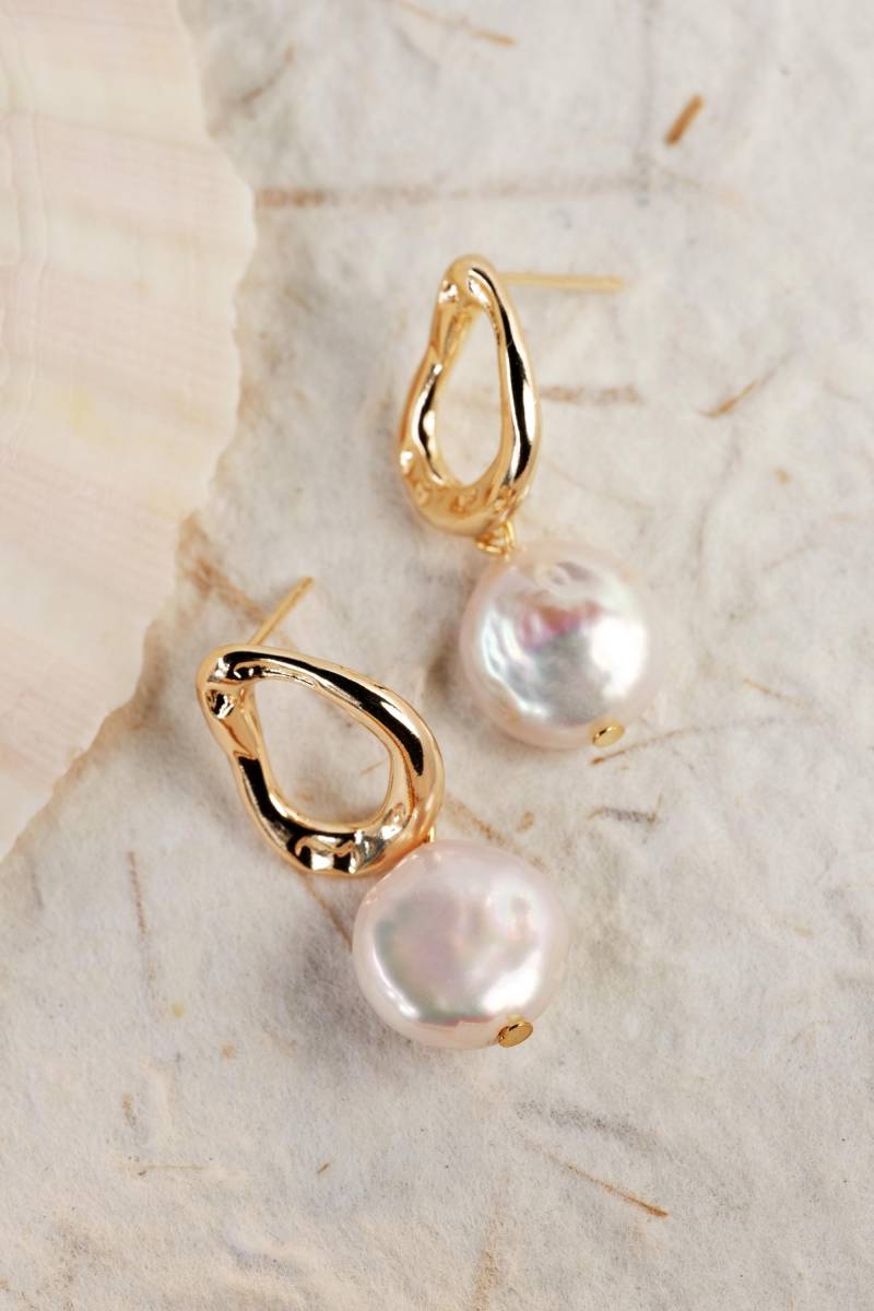 Echte Natürliche Süsswasserperlen Barocke Ohringe, Gold Ohrstecker, Hängend, Perlen Schmuck, Vergold 18Karat, Weihnachtsgeschenk, Geschenk Für Sie von ViciaStudio