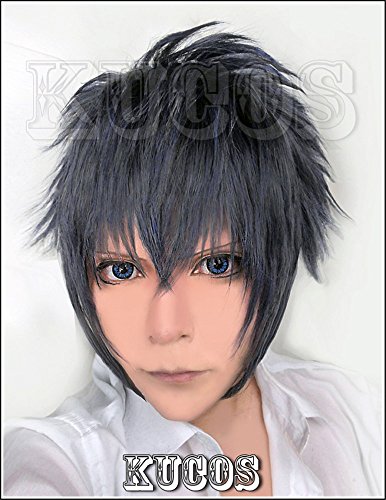 LanTing Cosplay Perücke Final Fantasy XV,FF15 Noctis Lucis Caelum Black Blue Mix Perücke Corta Cosplay Party Fashion Anime Human Costume Full wigs Synthetic Haar Heat Resistant Fiber von Vicien