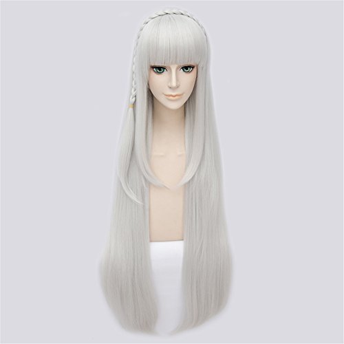 LanTing Cosplay Perücke Re:Life In A Different World From Zero Emilia Silver White Lange Perücke Styled Frauen Party Fashion Anime Human Costume Full wigs Synthetic Haar Heat Resistant Fiber von Vicien