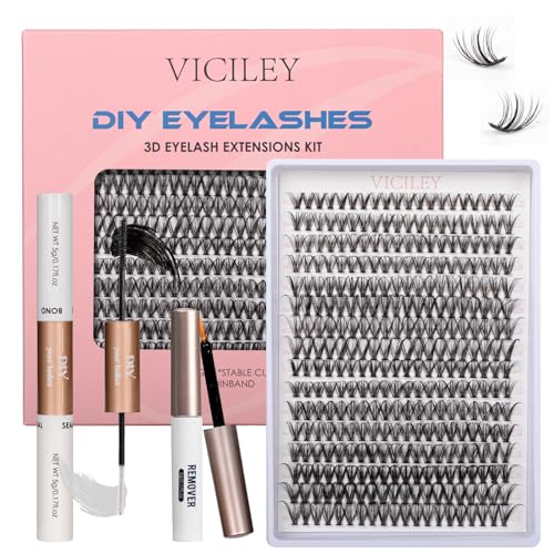 DIY Wimpern Extensions Set 320 Pcs Einzelne Wimpern Falsche Wimpern Individuelle Mit Wimpernkleber Und Applicator Entferner Wimpern Einzeln WimpernbüSchel WimpernverläNgerung 10-16mm C D Curl 30D+40D von Viciley