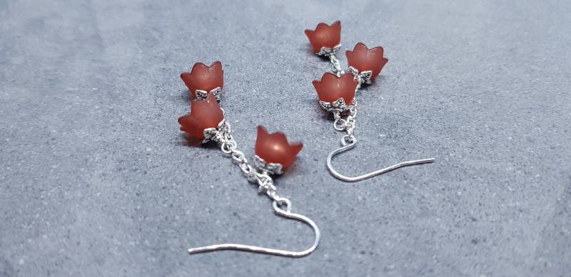 Blumen Ohrringe, Hypoallergene Ohrdrähte, Boho Schmuck, Braune Vintage Herbst Ohrringe von VickiesVintageDesign