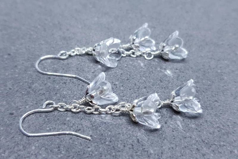 Blumen Ohrringe, Hypoallergene Ohrdrähte, Klare Boho Schmuck, Einfache Vintage Ohrringe von VickiesVintageDesign