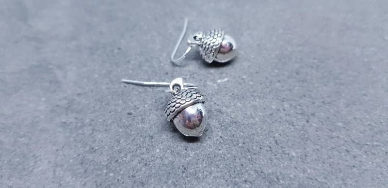 Große Eichel Ohrringe, Hypoallergene Ohrdrähte, Sterling Silber Herbst Ohrringe von VickiesVintageDesign