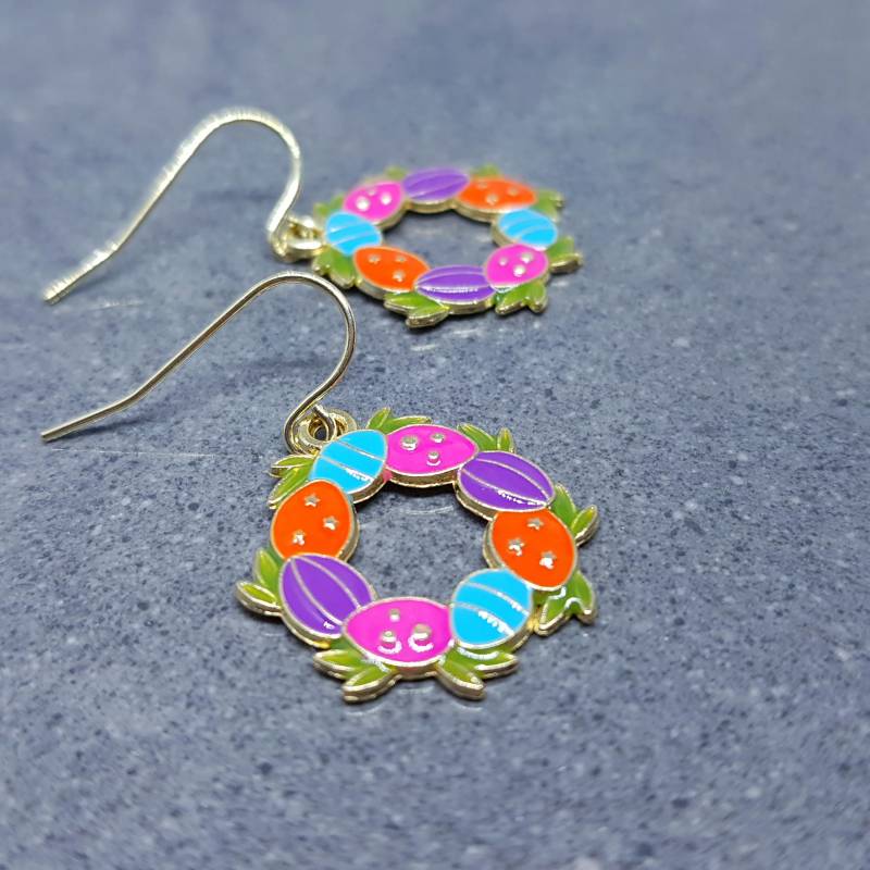 Osterkranz Ohrringe, Hypoallergene Ohrdrähte, Sterling Silber Ostergeschenke von VickiesVintageDesign