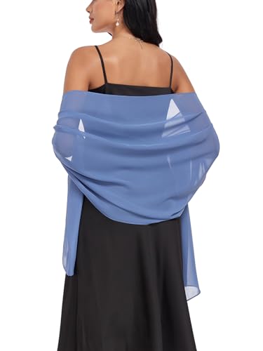 Vickorpen Schals und Wickeltücher aus weichem Chiffon, Schal für Abendveranstaltungen, Partykleider, Hochzeit, Stola, dusty blue, Einheitsgröße Vickorpen Schals und Wickeltücher aus weichem Chiffon, Schal für Abendveranstaltungen, Partykleider, Hochzeit, Stola, dusty blue, Einheitsgröße von Vickorpen