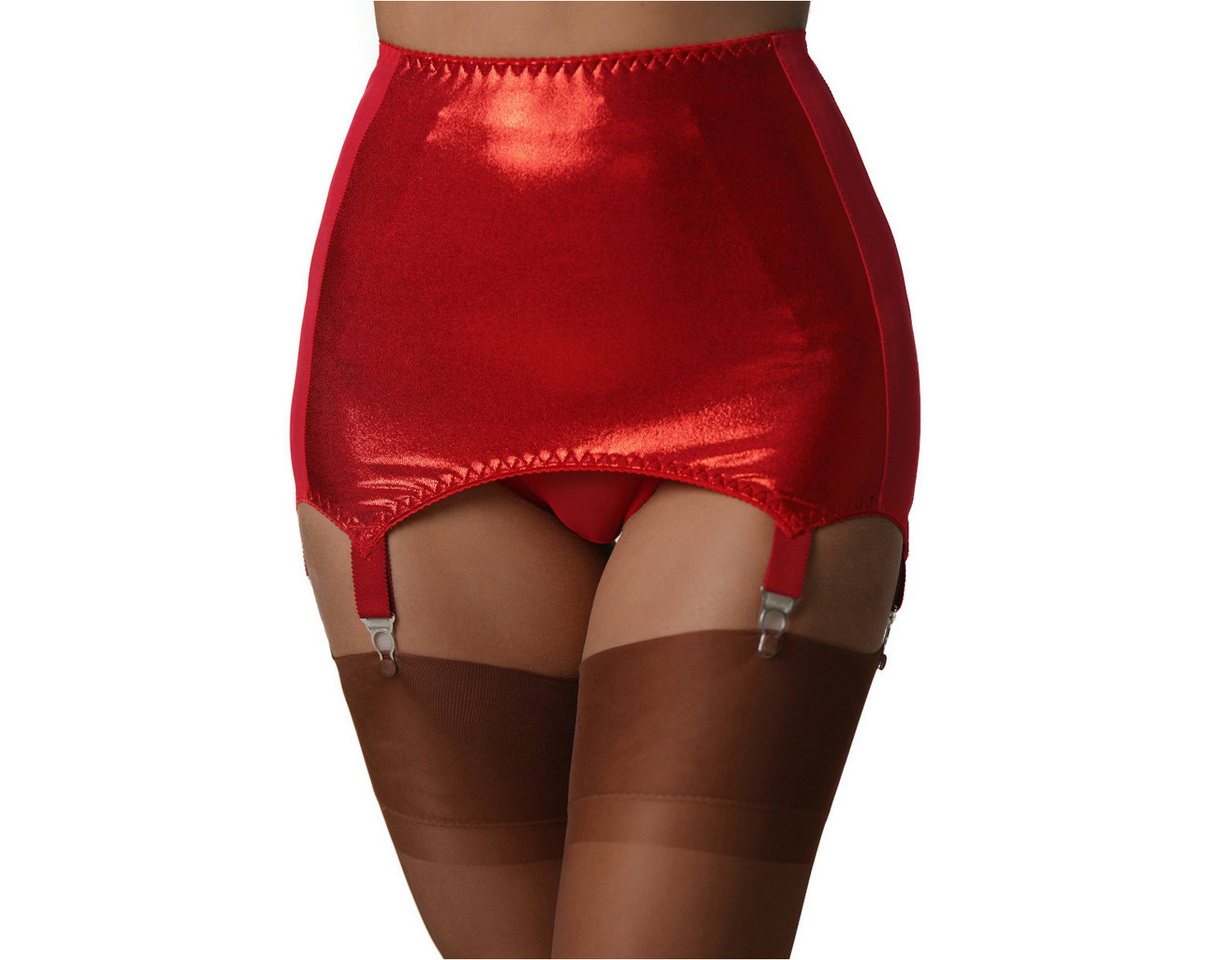 Vicky's Nylons Strumpfhalter Rotes glänzendes Mieder mit 6 Strapsen – figurformend – Größe S–XL von Vicky's Nylons