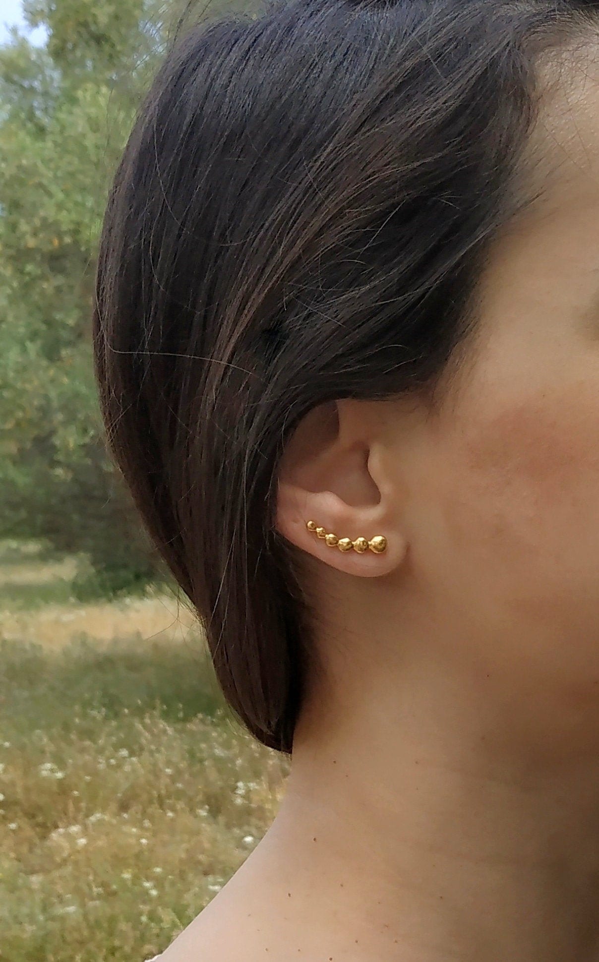 Goldene Punkte Ohrstecker, Gold Moderner Schmuck Aus 925Er Silber von VickyKyritsi