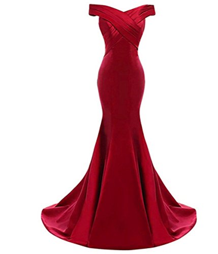 Vickyben Damen 2017 Formal Elegant Ab-Schulter Satin Meerjungfrau Abendkleider Ballkleid Brautjungfernkleid Party Kleid lang von Vickyben