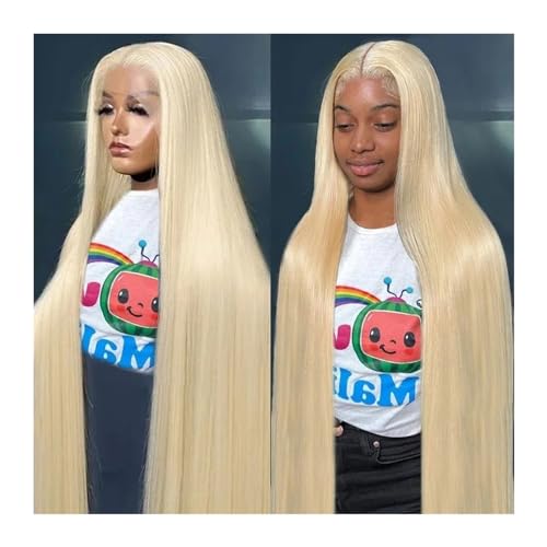 Natürlich aussehend 613 Blonde 13x4 13X6 HD Transparent Spitze Front Menschliches Haar Perücken Remy 250 Dichte Knochen Gerade Spitze Frontal perücke for Frauen,Makelloser Stil(13x6 Lace Wig,6 inches von Vickyliou