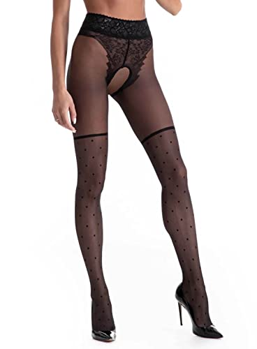 Vicky's Nylons Lolita Ouvert Strumpfhose Super Erotik und Schick (Schwarz, L/XL 44-50) von Vicky's Nylons