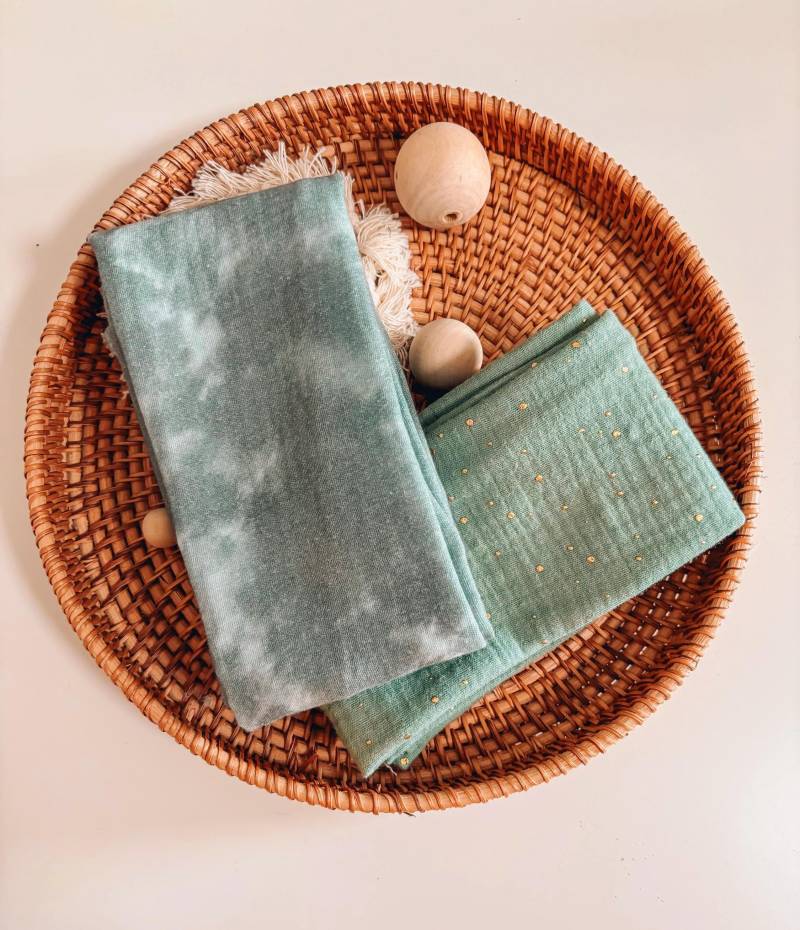 Haarband Aus Musselin in Salbei Oder Batik // Turban Damen Stirnband Zum Binden Festival Accessoires von VickyvonVictoria