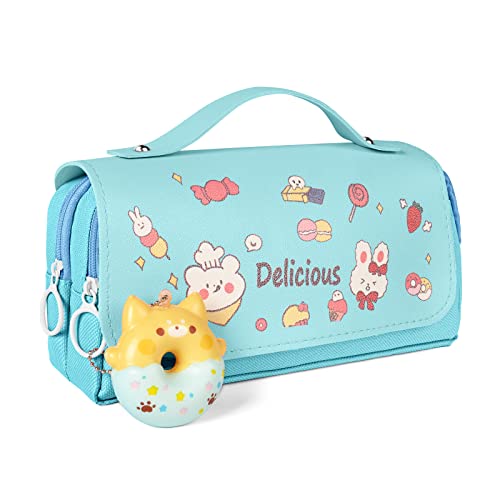 Vicloon Federmäppchen Mädchen Mäppchen Große Kapazität Pencil Case mit 3 Fächern Federtaschen, Schlampermäppchen mit Tragegriff, Etui Stifte für Mädchen Studentin Stiftetasche für Mädchen Geschenk von Vicloon