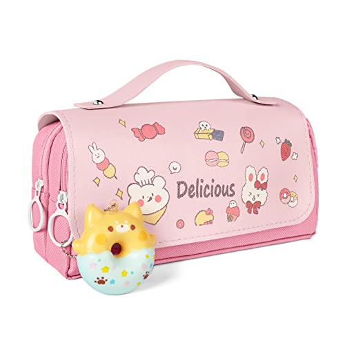 Vicloon Federmäppchen Mädchen Mäppchen Große Kapazität Pencil Case mit 3 Fächern Federtaschen, Schlampermäppchen mit Tragegriff, Etui Stifte für Teenager Studentin Stiftetasche für Mädchen Geschenk von Vicloon