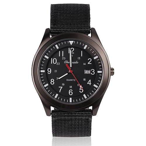 Vicloon Herren Armbanduhr, Quarzuhr Armbanduhr, Auto-Kalender minimalistisches analoges Zifferblatt Canvas Stoff Band Herren Uhr täglich Armbanduhr Solar Movement（Schwarz） von Vicloon