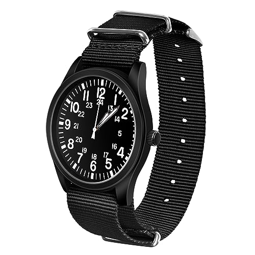 Vicloon Herren Armbanduhr, Quarzuhr Armbanduhr, Japanisches Quarzwerk, minimalistisches analoges Zifferblatt Canvas Stoff Band Herren Uhr täglich Armbanduhr Solar Movement（Schwarz） von Vicloon