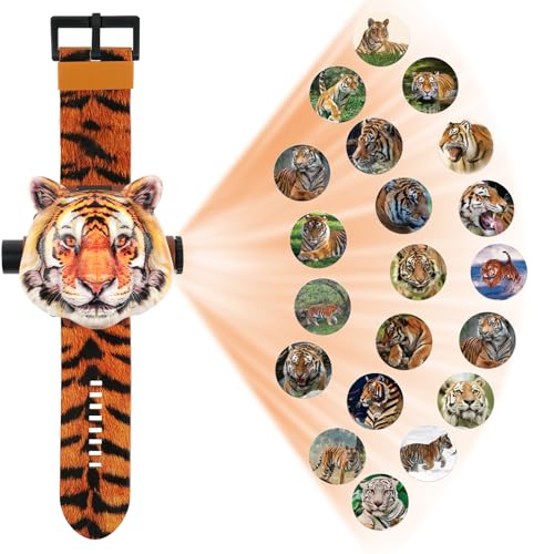 Vicloon Kinderuhr, Kinder Projektor Uhr, Digital Uhren für Kinder Tiger Clamshell-Design mit 24 Projektions Muster, Armbanduhr für Kinder Armbanduhr mit Projektor Elektronische Armbanduhr Kinder von Vicloon