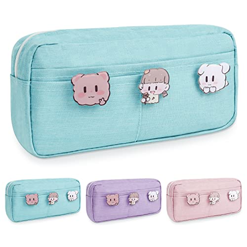 Vicloon Federmäppchen Mädchen Mäppchen Große Kapazität Pencil Case mit 2 Fächern Federtaschen, Schlampermäppchen mit 3 Abzeichen, Etui Stifte für Mädchen Studentin Stiftetasche für Mädchen Geschenk von Vicloon