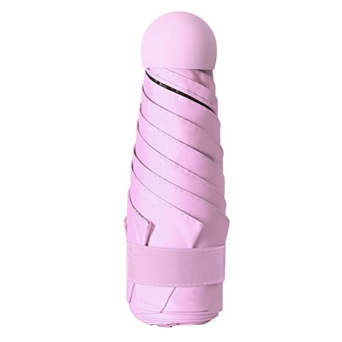 Vicloon Mini Regenschirm,Taschenschirme Mit 5 Rippen,210T Stoff & Aluminium Schirmständer,Sonnenschutz Regenschirm Im Freien UV Faltender Regenschirm, Goldener Griff, Leicht Kompakt - Midsummer Pink von Vicloon