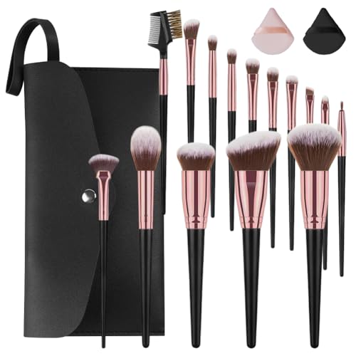 Vicloon Pinselset Makeup, 15 Stück Professionelle Pinsel Set, Premium Makeup Pinsel Set, Schminkpinsel Set, Foundation Puder Lidschatten Concealer Pinsel für Gesicht und Auge Mit Schminktasche von Vicloon