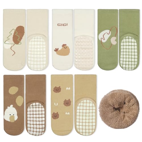 Vicloon Rutschfeste Socken für Baby,5 Paar Baby Socken Anti Rutsch Dicke,Winter Warme krabbelsocken für Junge Mädchen von Vicloon