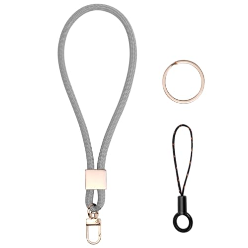 Vicloon Schlüsselband Kurz, Nylon Lanyards mit karabiner, Schlüsselbänder Umhängebänder mit Drehbarem Metallclip Abnehmbare Neck Lanyard Langes Handgelenk Paracord Schlüsselanhänger(Asche) von Vicloon