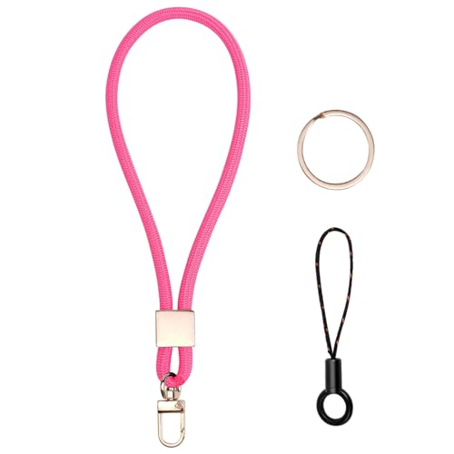 Vicloon Schlüsselband Kurz, Nylon Lanyards mit karabiner, Schlüsselbänder Umhängebänder mit Drehbarem Metallclip Abnehmbare Neck Lanyard Langes Handgelenk Paracord Schlüsselanhänger(Rosa) von Vicloon