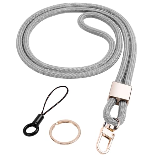 Vicloon Schlüsselband Lang, Nylon Lanyards mit karabiner, Schlüsselbänder Umhängebänder mit Drehbarem Metallclip Abnehmbare Neck Lanyard Langes Handgelenk Paracord(Asche) von Vicloon