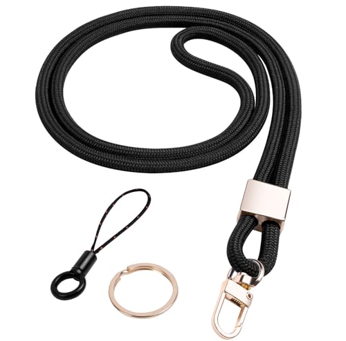 Vicloon Schlüsselband Lang, Nylon Lanyards mit karabiner, Schlüsselbänder Umhängebänder mit Drehbarem Metallclip Abnehmbare Neck Lanyard Langes Handgelenk Paracord(Schwarz) von Vicloon