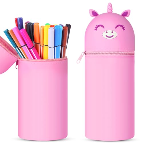 Vicloon Silikon Federmäppchen, Federtasche aus Weichem Silikon Federmappe, Teleskopisch Mäppchen Tiere Stifthalter, Pencil Case Schlampermäppchen Mädchen Junge Stiftemappe Wasserdichtes Silikontasche von Vicloon