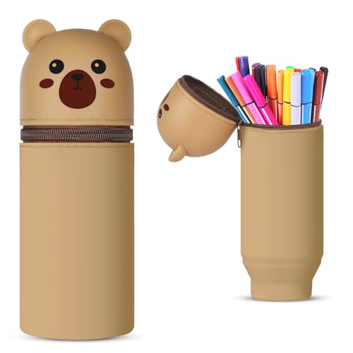 Vicloon Silikon Federmäppchen, Federtasche aus Weichem Silikon Federmappe, Teleskopisch Mäppchen Tiere Stifthalter, Pencil Case Schlampermäppchen Mädchen Junge Stiftemappe Wasserdichtes Silikontasche von Vicloon