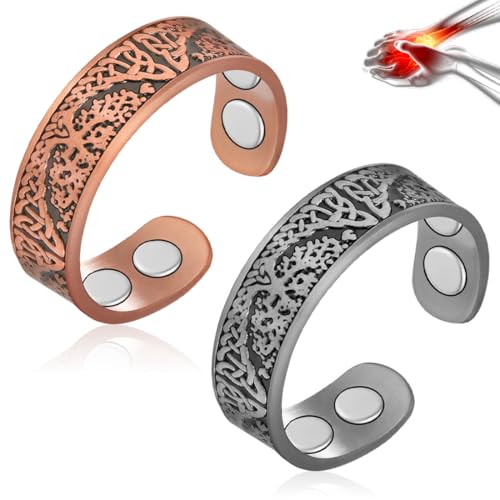 Vicmag 2PCS 4X Stärke Magnetische Kupferringe für Männer Frauen Ultra Stärke mit Magneten 100% Solid Pure Copper Einstellbar mit Schmuck Geschenkbox von Vicmag