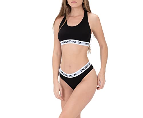 Vincenzo Bellini Damen Unterwäsche 3er Set - Schwarz – Bestehend aus Bralette und Strings- Hochwertige Baumwolle, Atmungsaktiv & Komfortabel, Perfekt für Sport & Alltag (XL) von Vincenzo Bellini