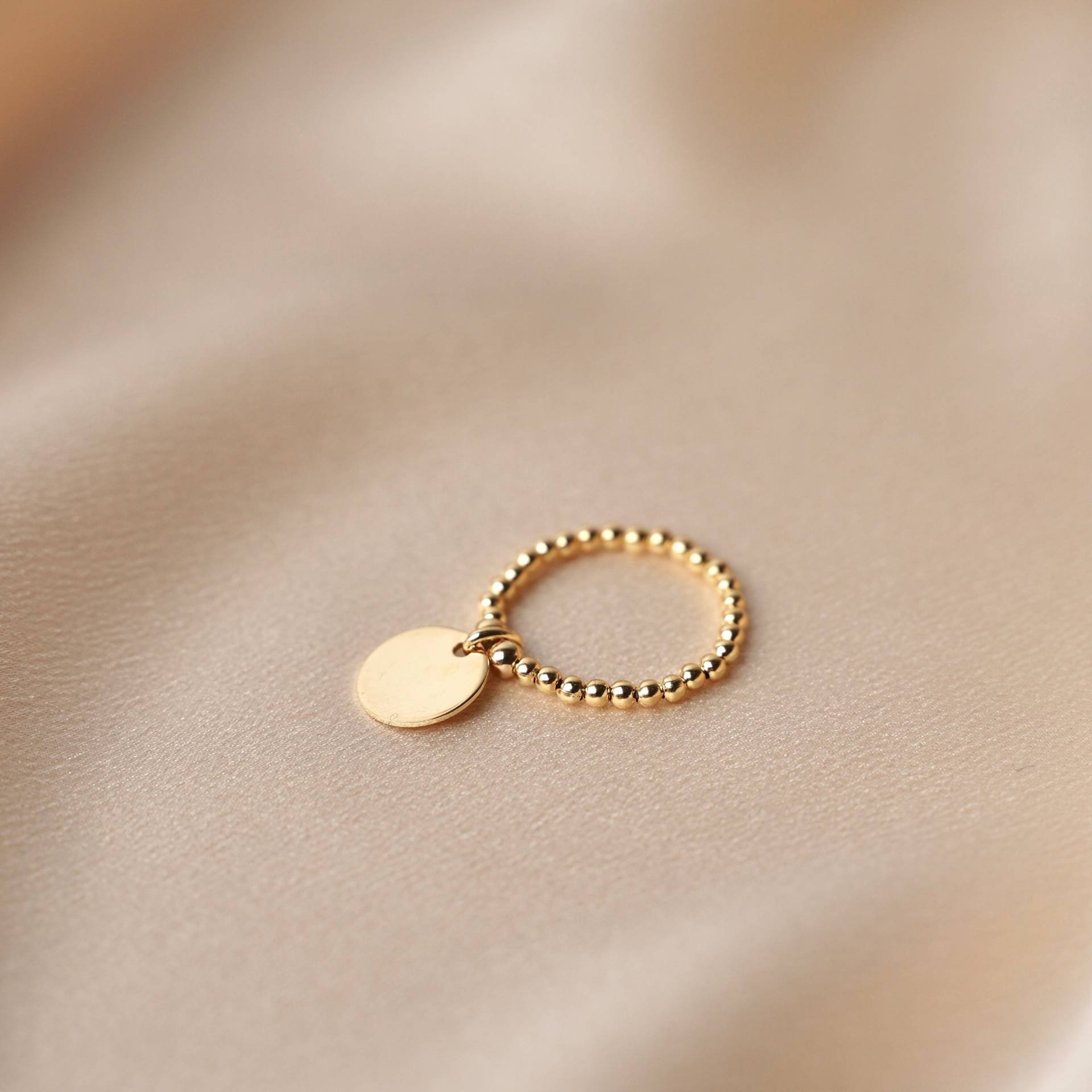 Vergoldeter Damenring Mit Medaillenperlen/Verstellbarer Ring Runder Quastenring von VictoireCollection