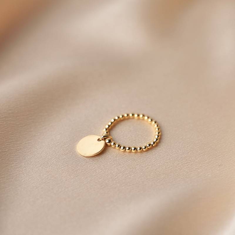 Vergoldeter Damenring Mit Medaillenperlen/Verstellbarer Ring Runder Quastenring von VictoireCollection