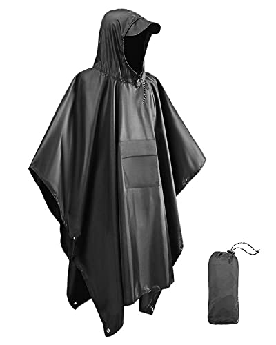 Victoper Premium Regenponcho für Erwachsene – Wasserdichter Regenmantel mit Windschutz, Leichter Wiederverwendbarer Poncho für Wandern – Multifunktionale Regenbekleidung Unisex,Grau von Victoper
