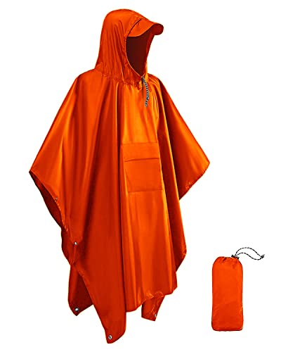 Victoper Wasserdichter Regenponcho für Erwachsene – Leichter Wiederverwendbarer Regenmantel, Multifunktionale Regenbekleidung für Camping, Wandern, Radfahren, Orange Victoper Wasserdichter Regenponcho für Erwachsene – Leichter Wiederverwendbarer Regenmantel, Multifunktionale Regenbekleidung für Camping, Wandern, Radfahren, Orange von Victoper