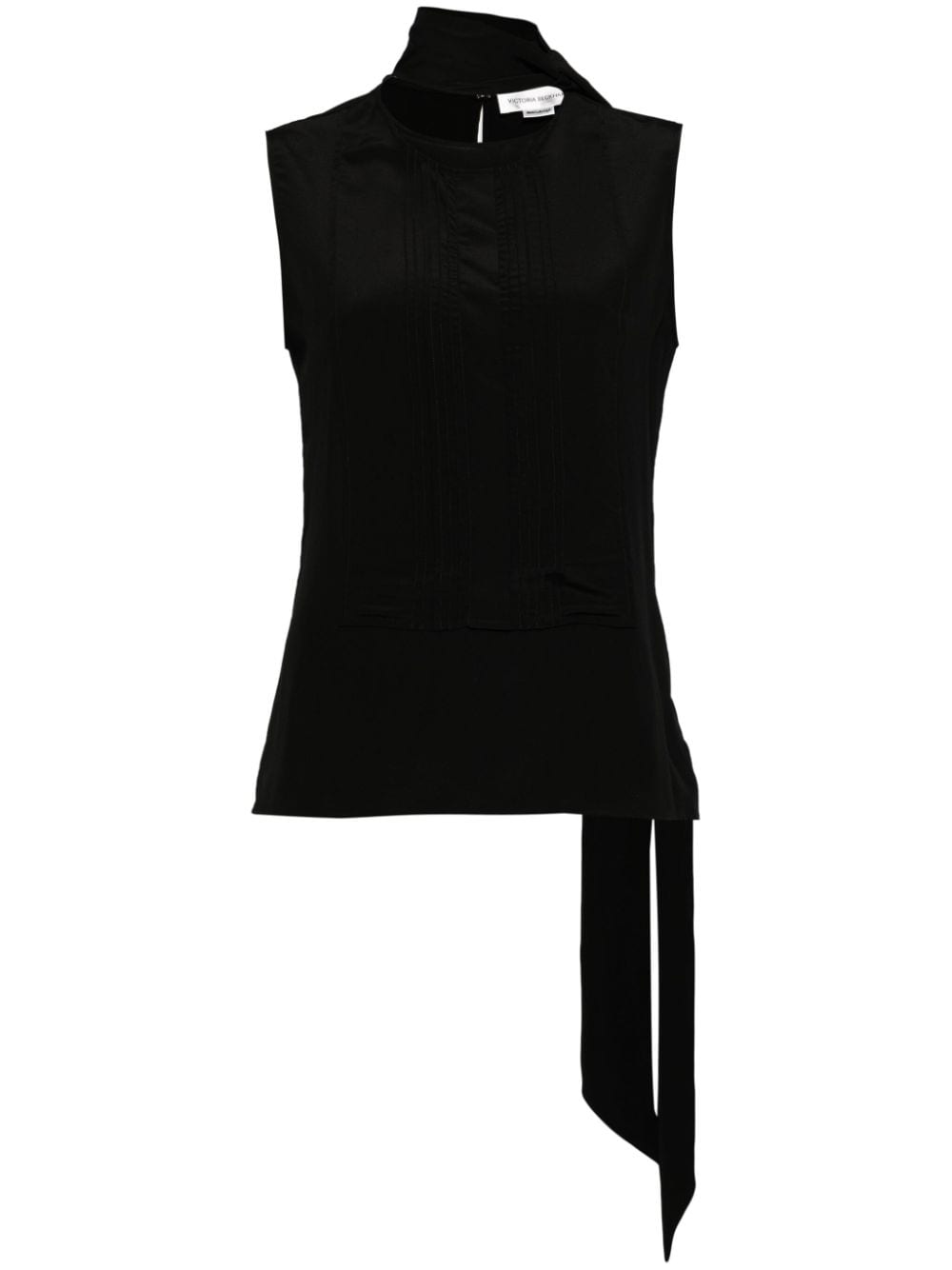 Victoria Beckham scarf-detail silk tank top - Schwarz von Victoria Beckham