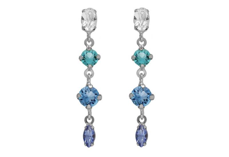 Victoria Cruz Paar Ohrhänger Damen-Lisbon Silber Kaskade Blautöne von Victoria Cruz
