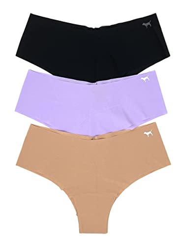 Victoria's Secret Pink Cheekster Panty 3er Set, No Show Schwarz/Helllila/Mokka Latte, S von Victoria's Secret