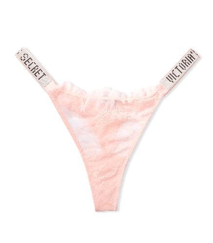 Victoria's Secret Very Sexy Shine Strap Tanga Panty (XS-XL), Reinste rosa Spitze, L von Victoria's Secret