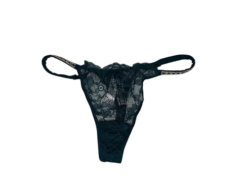 Victoria's Secret Stringtanga mit Spitze, glänzend, Grün, Black Ivy, M von Victoria's Secret