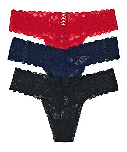 Victoria's Secret The Lacie String Panty 3er Set, Rotes Kreuz / Ensign Cross / schwarzes Kreuz, X-Large von Victoria's Secret