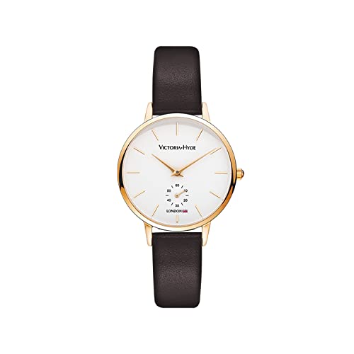 VICTORIA HYDE Damen Uhr Minimalist Armbanduhr Analog Quarz Schlicht Damenuhr mit Lederarmband von VICTORIA HYDE