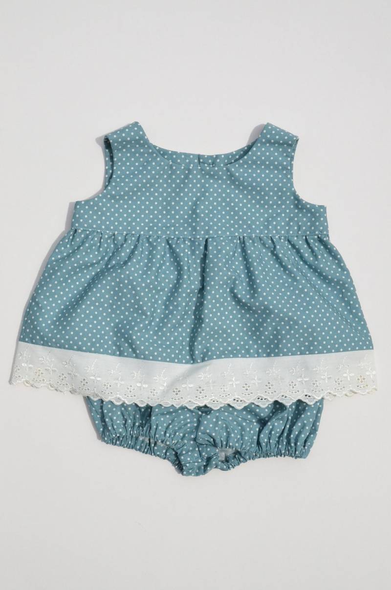 Polka Dot Baby Mädchen Kleid Set | Kittel Mit Lochstickerei, 9-18 Monate von VictoriaGraceClothes