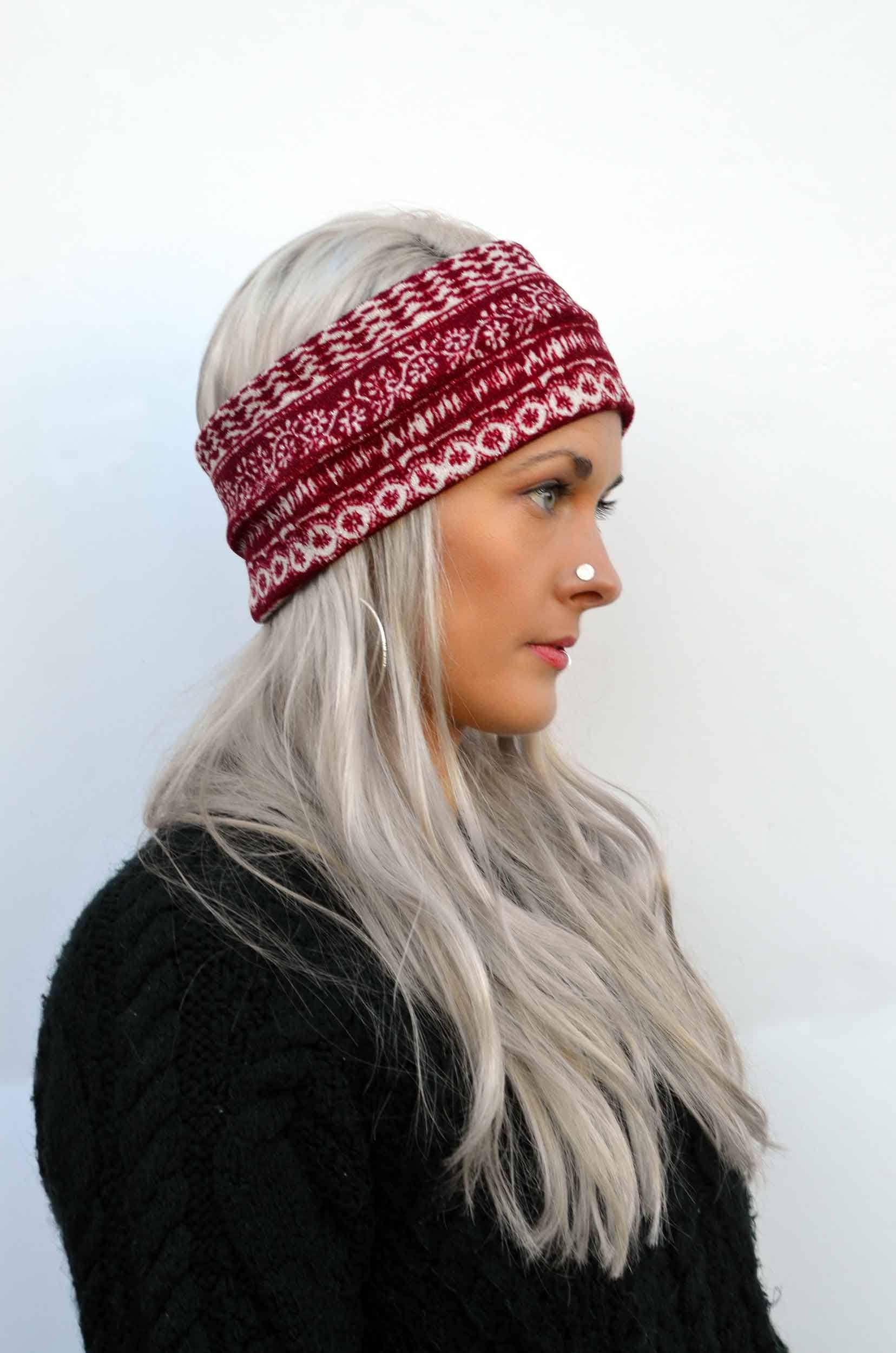 Rotes Gestrickte Stirnband, Weihnachts-Stoff Ohrenwärmer, Skiband von VictoriaGraceClothes