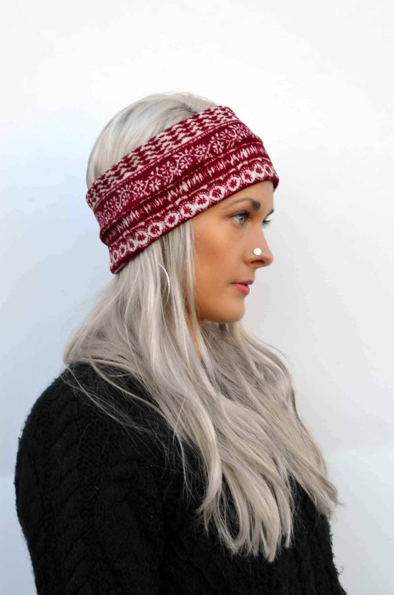 Rotes Gestrickte Stirnband, Weihnachts-Stoff Ohrenwärmer, Skiband von VictoriaGraceClothes