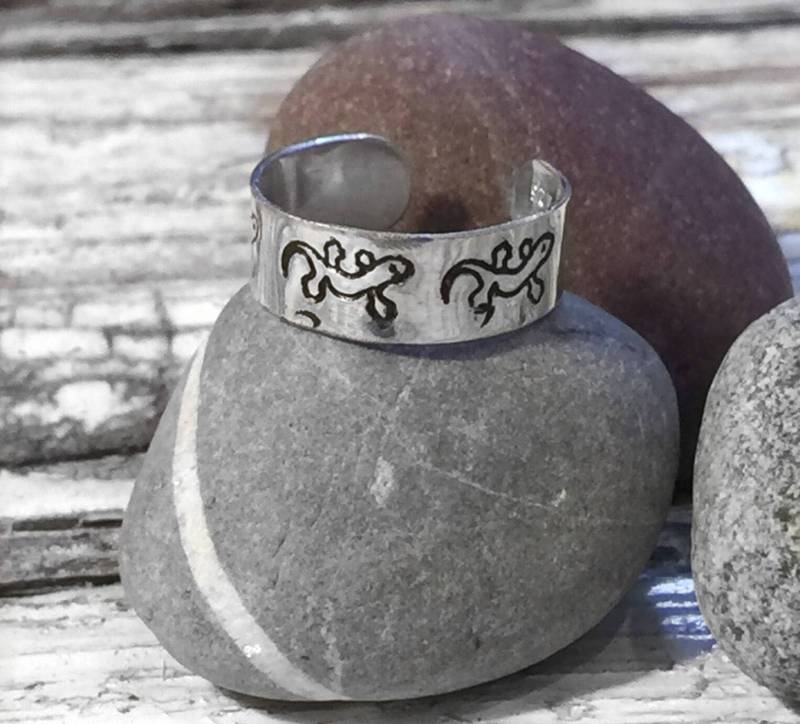 Handgemachter Sterling Silber Ring Mit Gecko Muster, Toe Ring, Eidechse Urlaub Schmuck, Strand Sommer von VictoriaJohnsonJewel